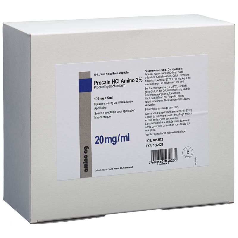 PROCAIN HCL Amino 100 mg/5ml 100 Amp 5 ml