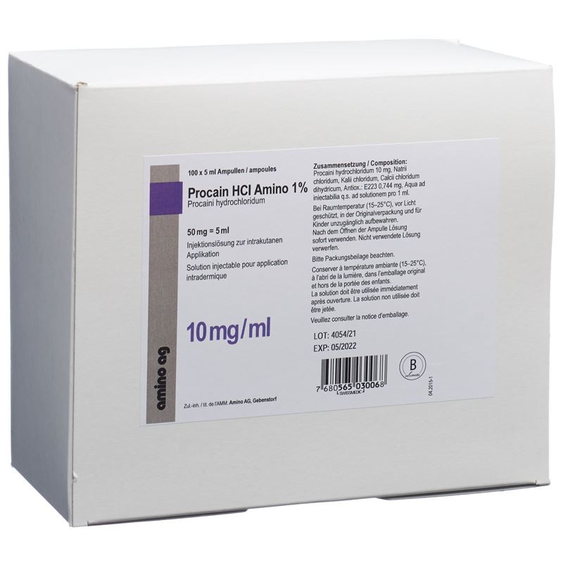 PROCAIN HCL Amino 50 mg/5ml 100 Amp 5 ml