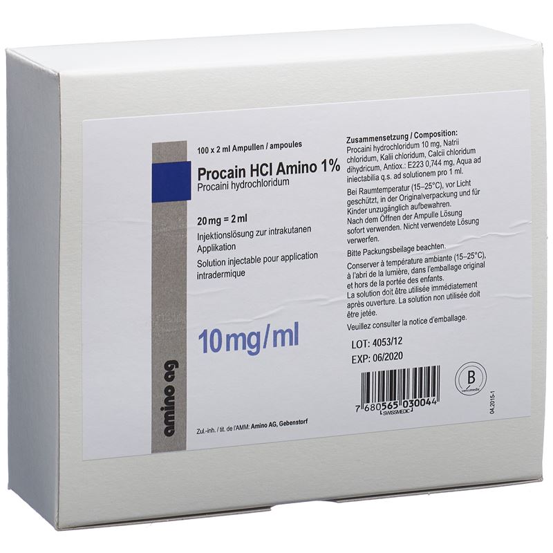 PROCAIN HCL Amino 20 mg/2ml 100 Amp 2 ml