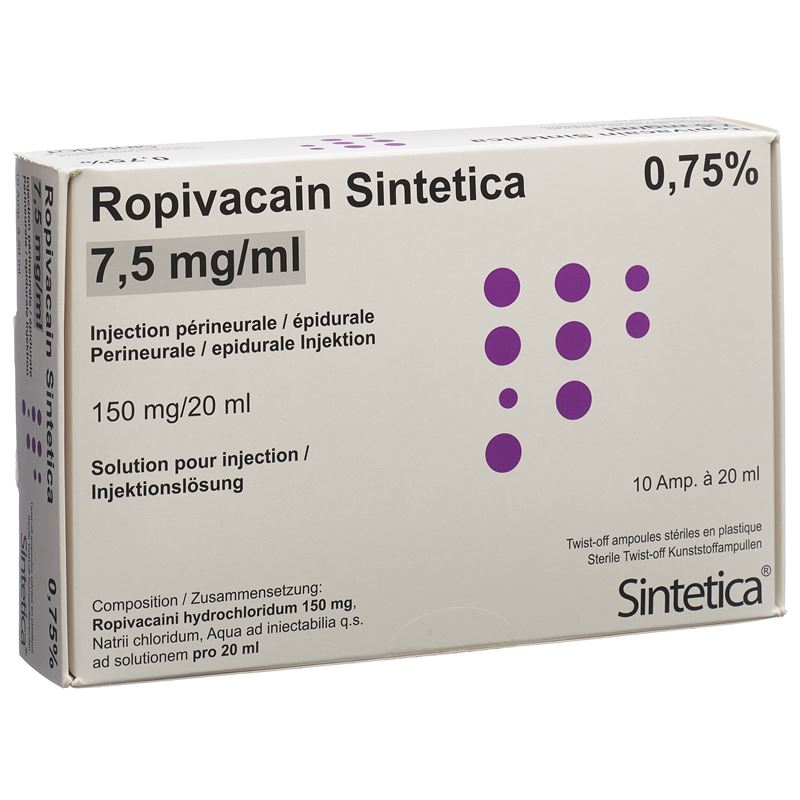 ROPIVACAIN Sintetica 7.5 mg/ml 20ml Amp 10 Stk
