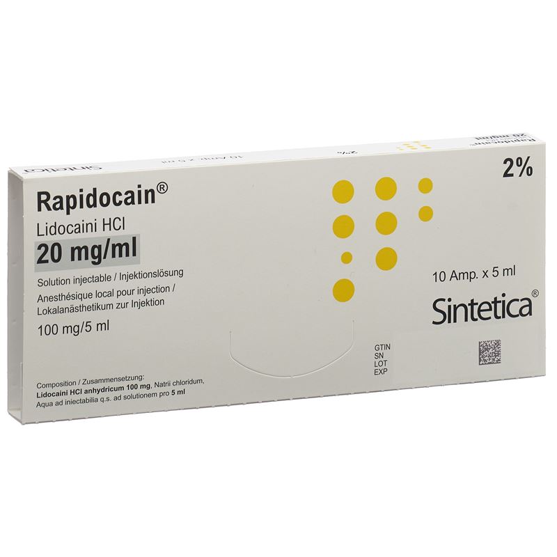 RAPIDOCAIN 100 mg/5ml o Kons 10 Amp 5 ml