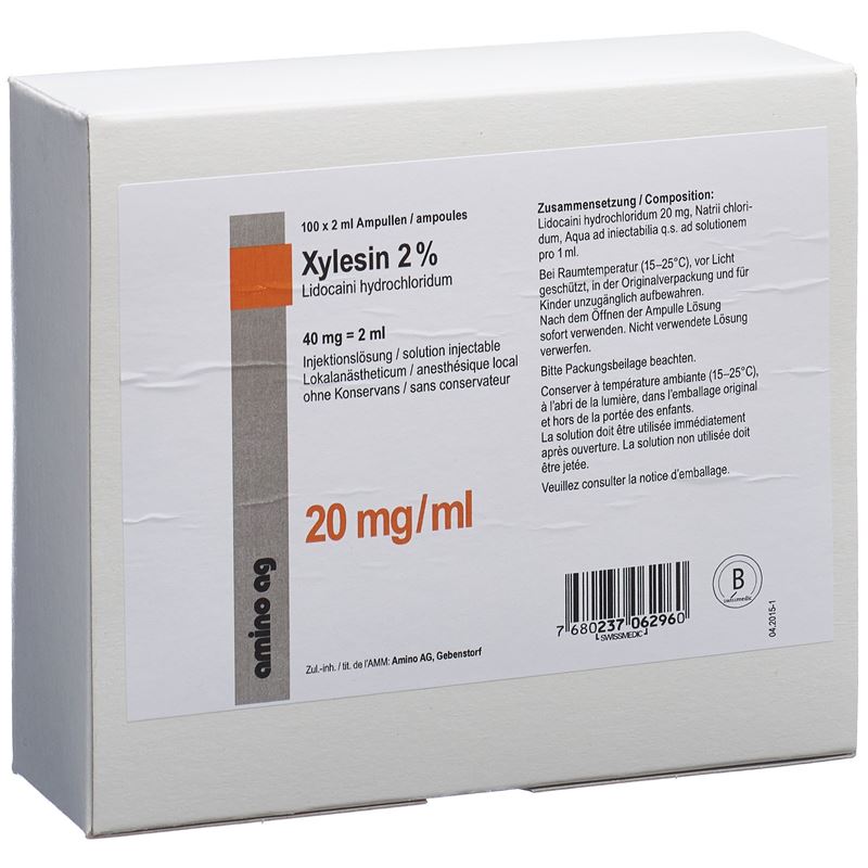 XYLESIN Inj Lös 40 mg/2ml 100 Amp 2 ml